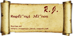Regényi János névjegykártya